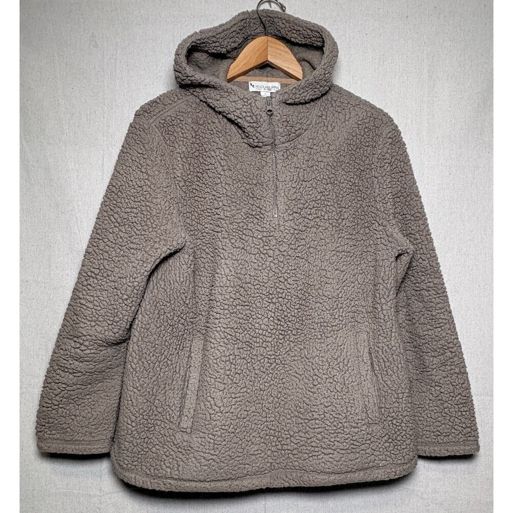 Koolaburra By UGG Hoodie Women's Small Taupe Brushed Back Sherpa Fleece 1/4 Zip